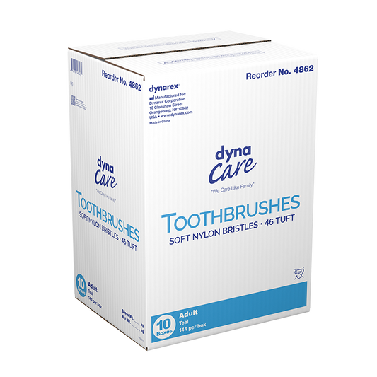 Dynarex Toothbrushes, Soft Nylon Bristles - 46 Tuft, 144ea/bx, 10bxs/cs (1440 Count)