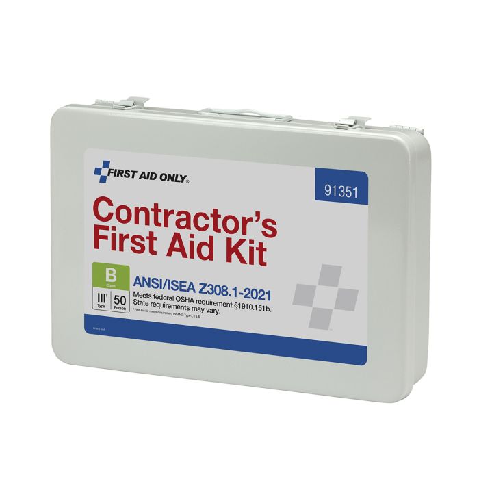 First Aid Only 50 Person ANSI B Contractor Metal First Aid Kit, ANSI 2021 Compliant