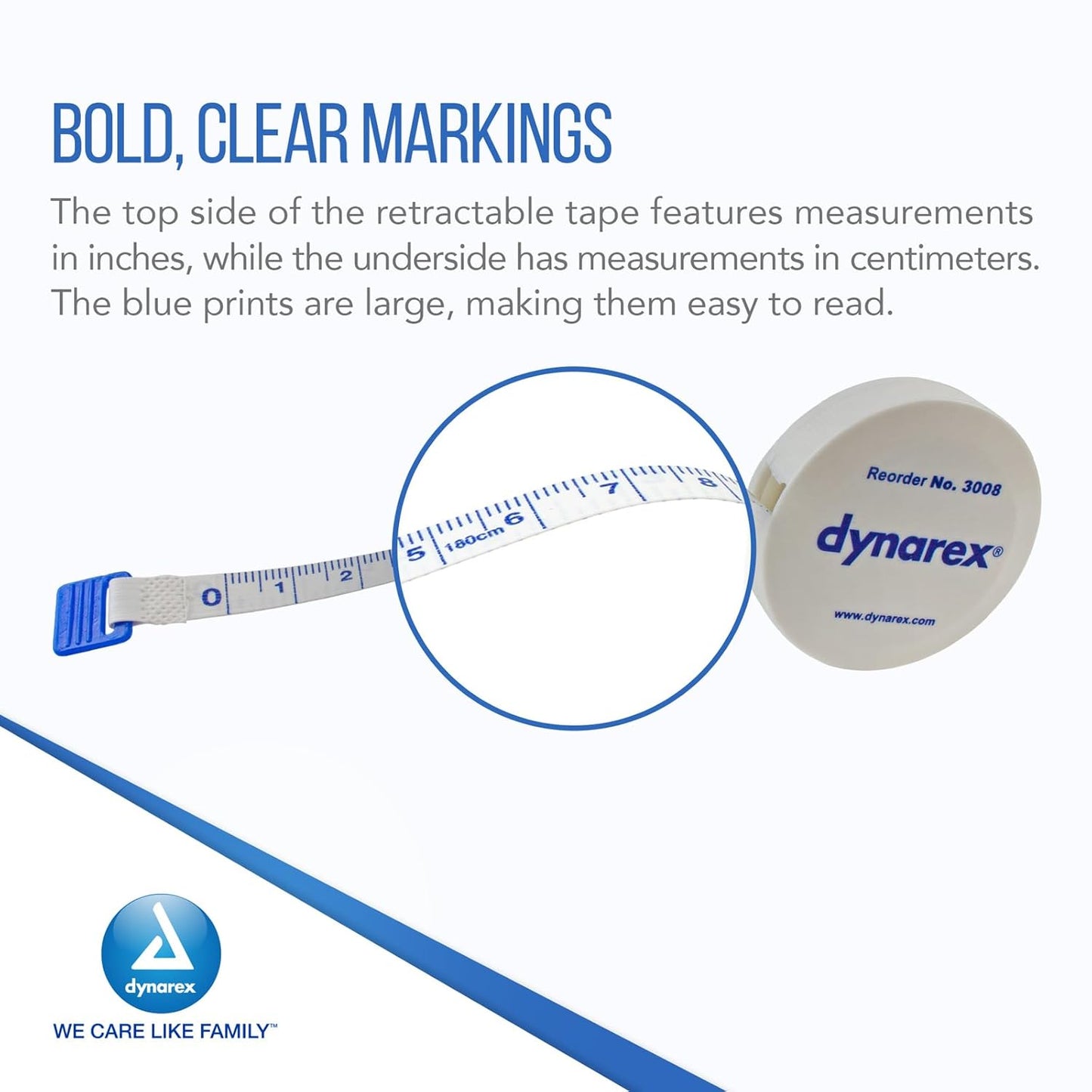 Dynarex Retractable Tape Measure, 72" - 6ea/bx, 24bxs/cs (144 Count)