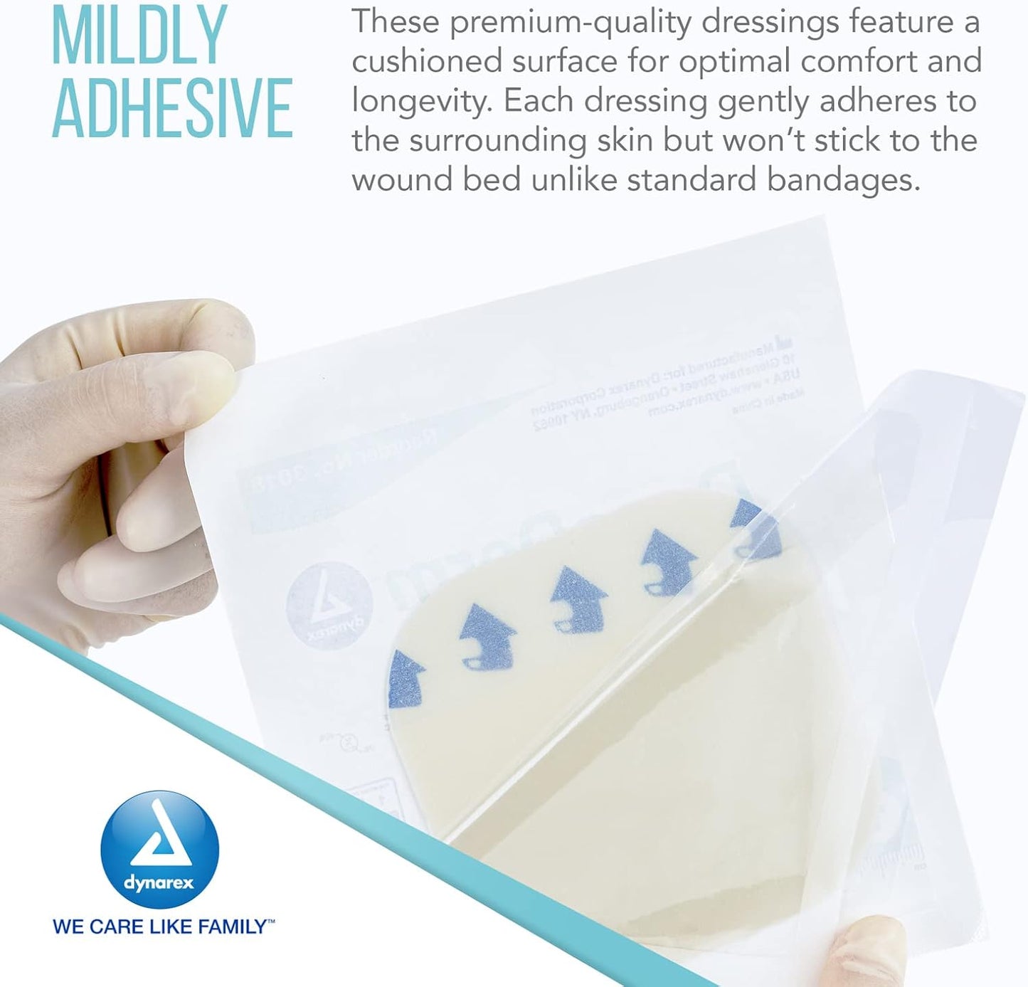 Dynarex DynaDerm - Hydrocolloid Dressing - Extra Thin, 4" x 4", 10ea/bx, 12bxs/cs (120 Count)