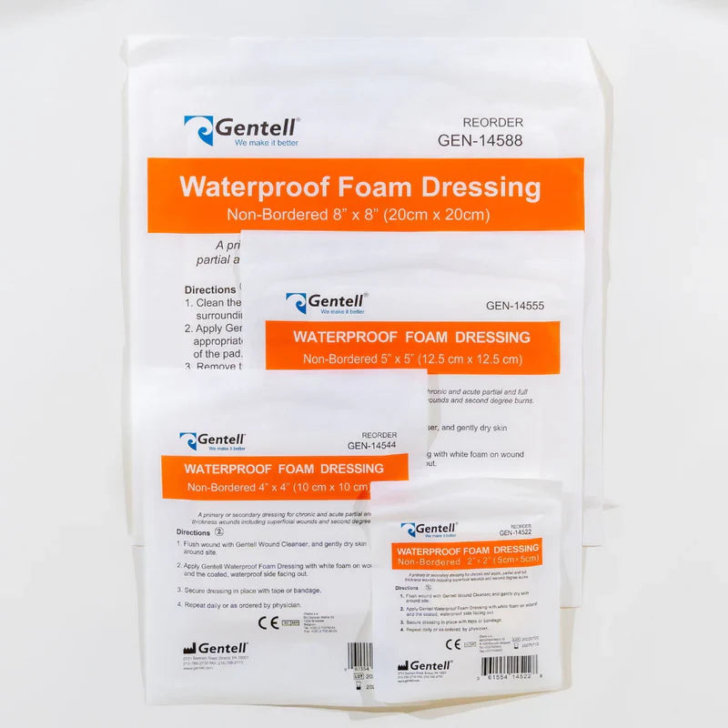 Gentell Waterproof Foam Non-Bordered Dressing Box Case (50/CS)
