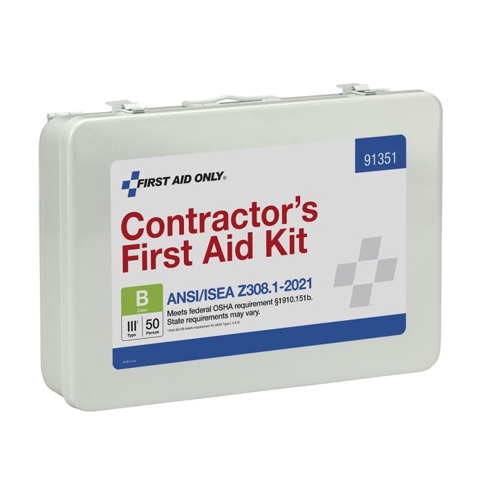 First Aid Only 50 Person ANSI B Contractor Metal First Aid Kit, ANSI 2021 Compliant