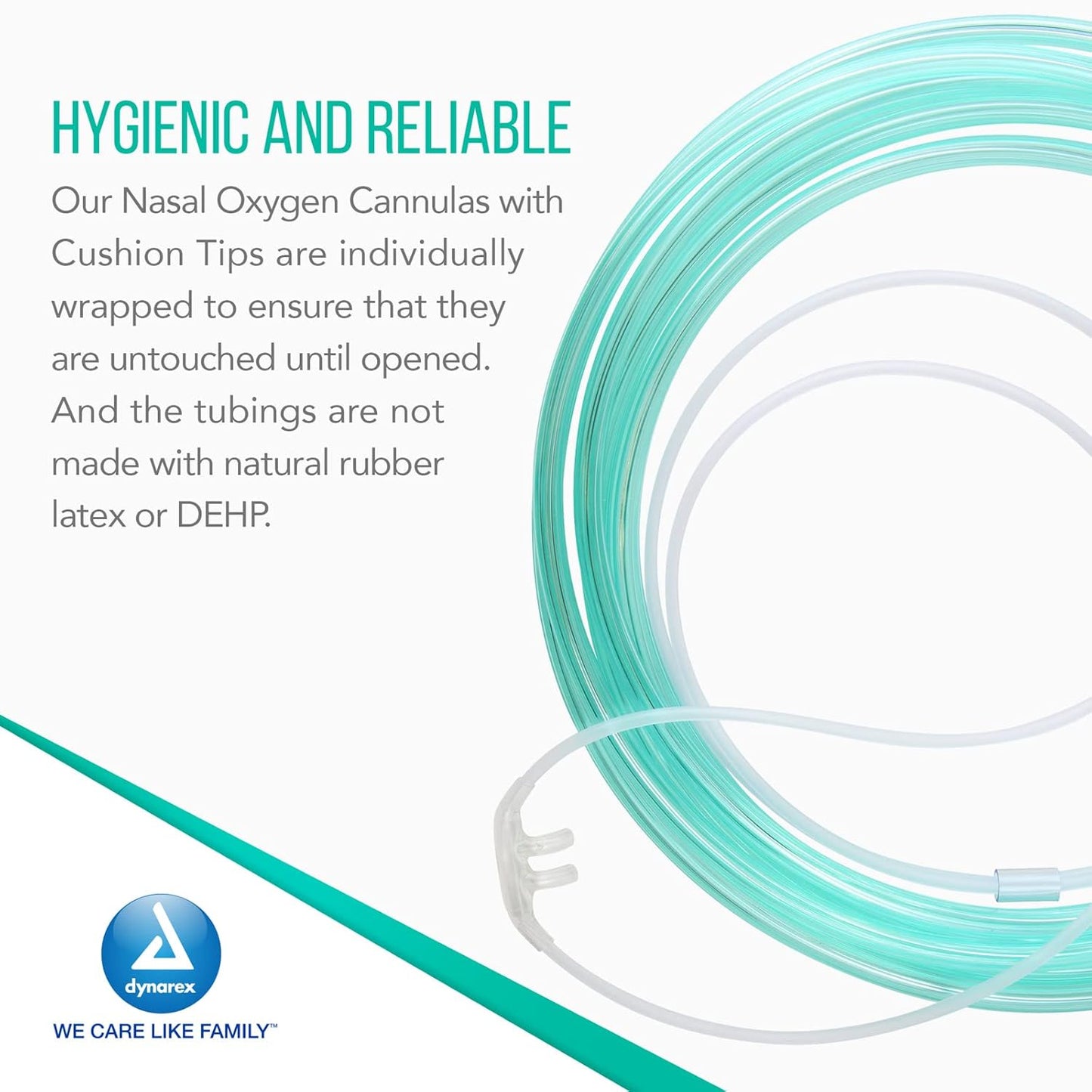 Dynarex Resp-O2 Nasal Oxygen Cannulas with Standard Tips - Adult, 50' Standard Connector (15 Count)