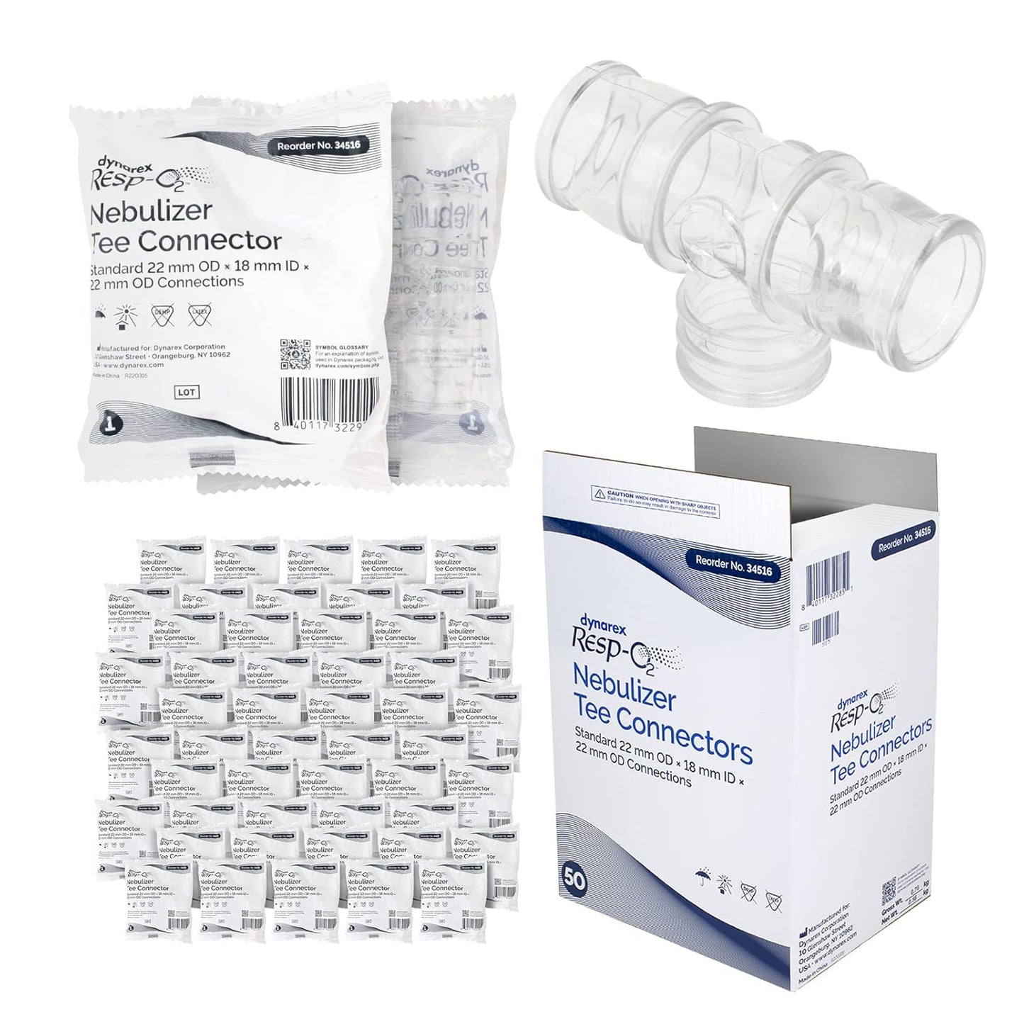 Dynarex Resp-O2™ Adapters & Connectors (50 Count)