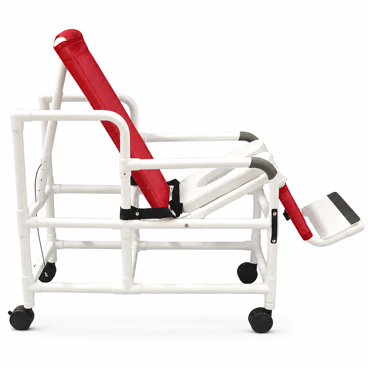 MJM International 193-TIS Tilt "N" Space Shower Chair With Open Front Soft Seat, Buckle Safety Belt, Double Drop Arms, 250 Lbs Weight Capacity