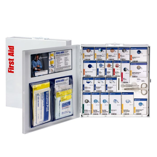 First Aid Only 50 Person Large Metal SmartCompliance Food Service First Aid Cabinet Without Medications