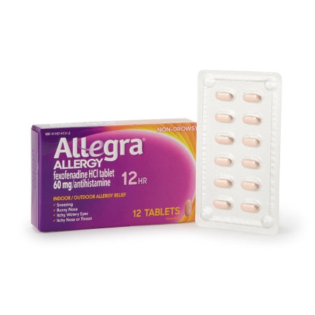 Allegra® Allergy Relief Allegra® 60 mg Strength Tablet 12 per Box
ALLEGRA 12HR, TAB 60MG ADLT (12/BX)