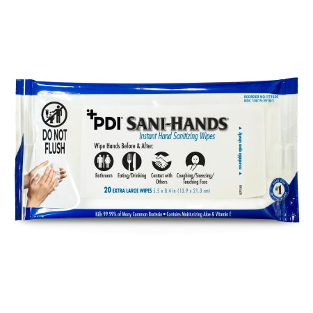 Sani-Hands Hand Sanitizing Wipe Sani-Hands 20 Count Ethyl Alcohol Wipe Soft Pack