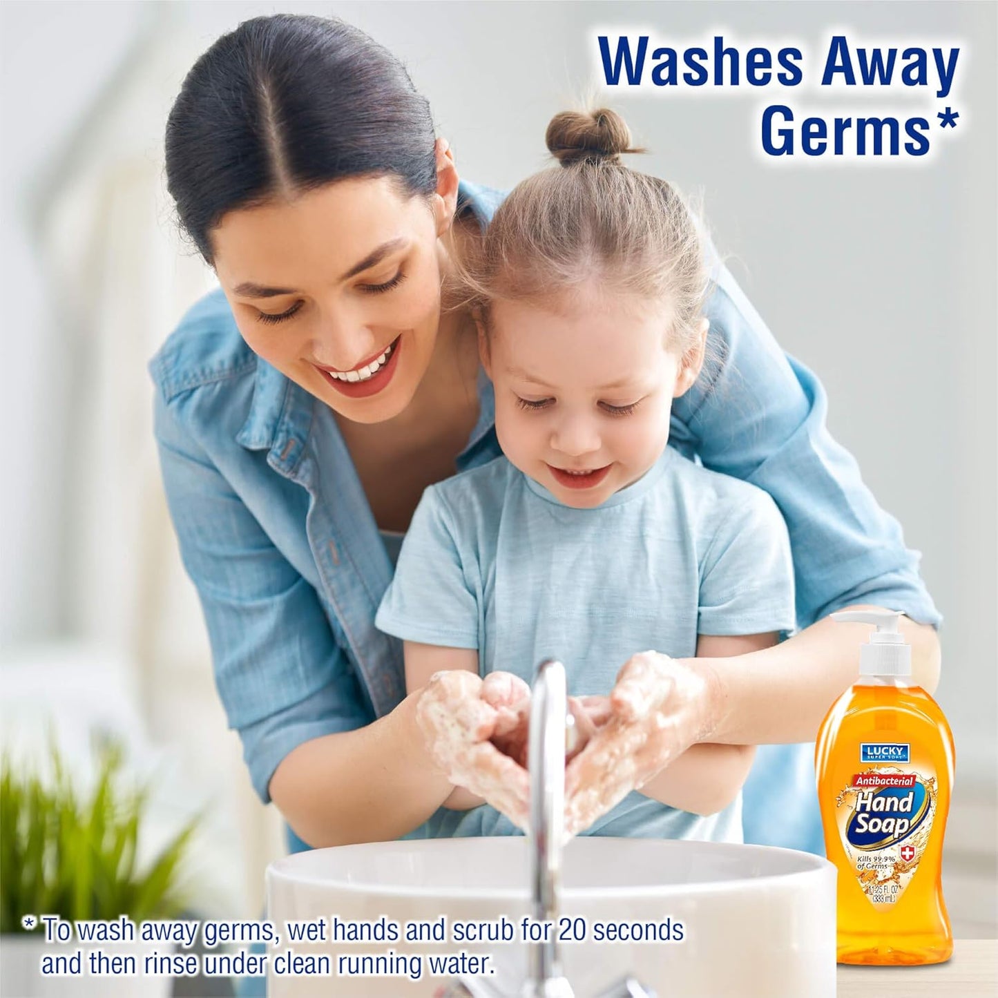 Lucky Super Soft Antibacterial Hand Soap, Cleansing Hand Wash Liquid with Pump, Value Pack, 12 bottles, 11.25 fl.oz.