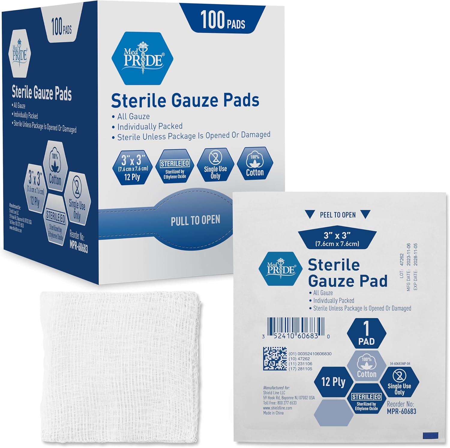 First Aid Pad MedPride Sterile Gauze Pads for Wound Dressing & First Aid Kit - 1's ...