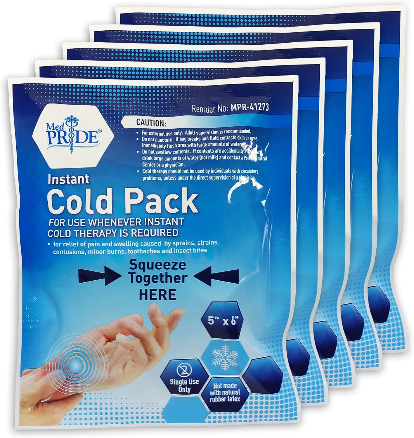 MedPride Instant Cold Pack for Injuries & Pain Relief 5"x6" - 24/cs.