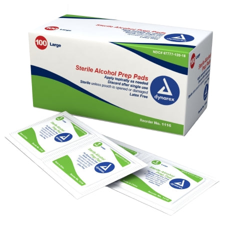 Dynarex Alcohol Prep Pad Dynarex 70% Strength Isopropyl Alcohol Individual Packet Large Sterile