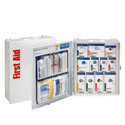 First Aid Only 25 Person Medium Metal SmartCompliance Cabinet Without Medications, ANSI 2021 Compliant