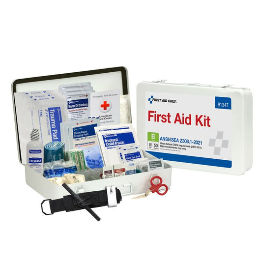 First Aid Only 50 Person ANSI B Metal First Aid Kit, ANSI 2021 Compliant