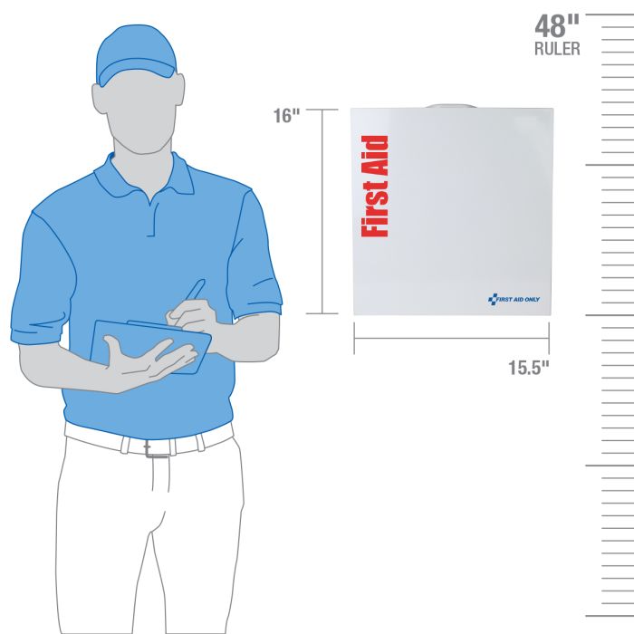 First Aid Only SmartCompliance Large ANSI B Metal First Aid Cabinet With Medications For Food Service