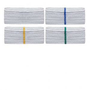 KSE bar mops, 100% cotton, white and center stripe styles