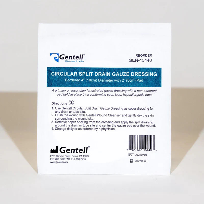 Gentell Circular Split Drain Gauze Case (50/CS)