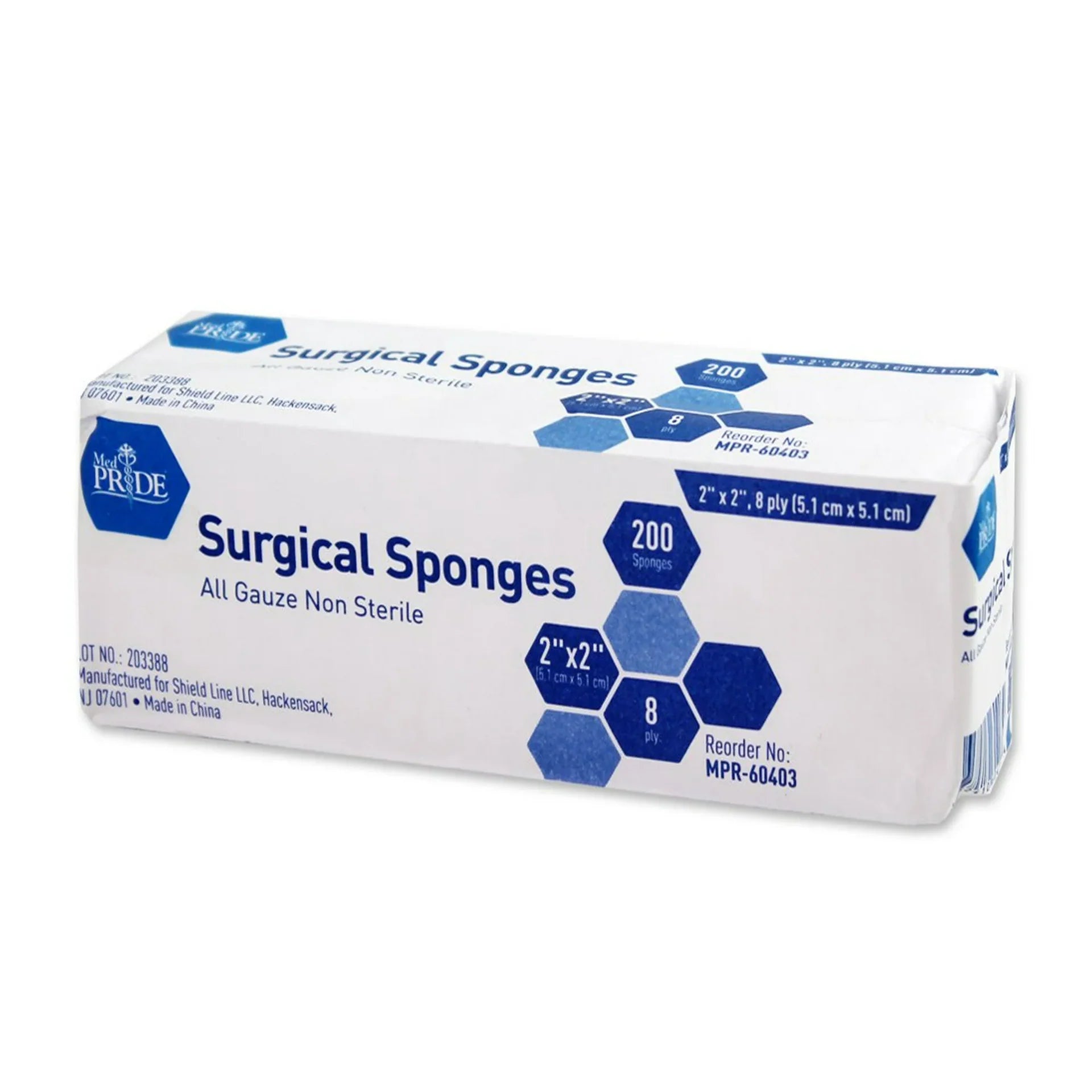 MedPride All Gauze Sponge N/S - 2"x 2" - 8Ply, 5M, 200/Box, Case of 25