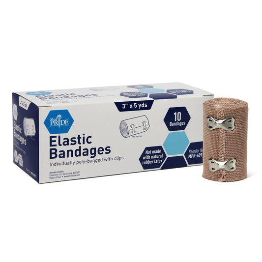 MedPride Non-Sterile Elastic Bandage with Clips - 3" - 10/Box, Case 5 (50 Count)