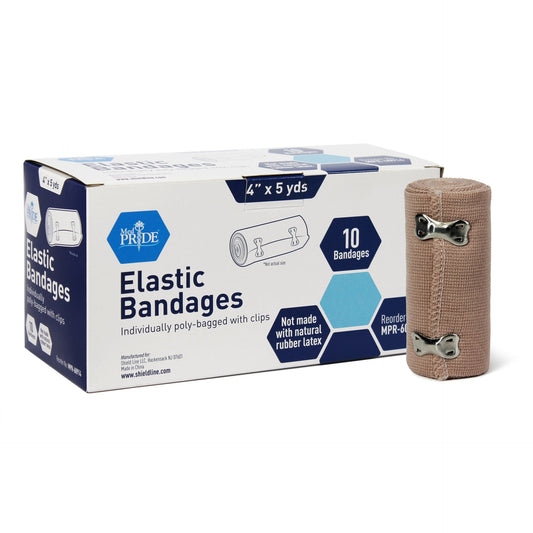 MedPride Non-Sterile Elastic Bandage with Clips - 4" - 10/Box, Case 5 (50 Count)