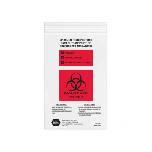 MedPride Biohazard Specimen Transport Bags, 100/pack, Case of 10 (1000 Count)