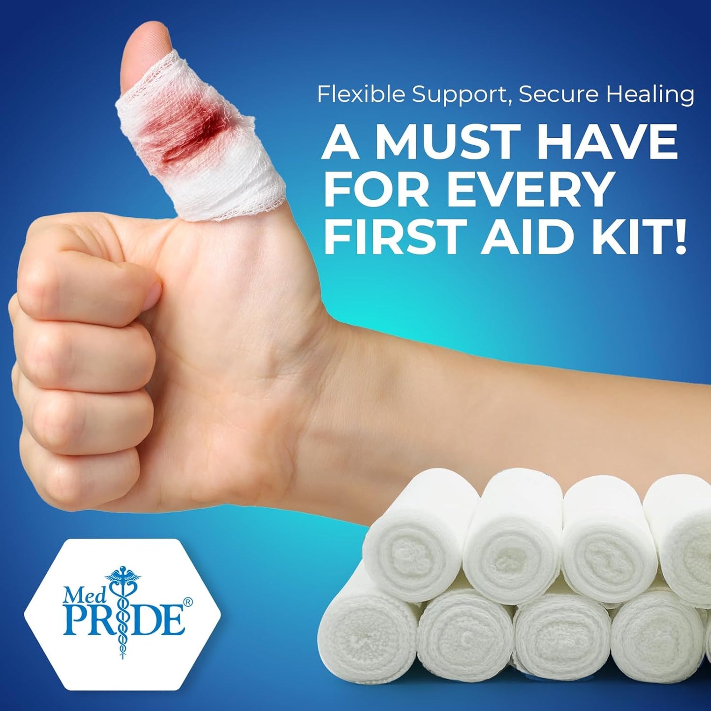 MedPride Conforming Stretch Gauze Bandage Roll -  Non-Sterile - 6"x4.1 yd - 6 Rolls, Case of 8 (48 Count)
