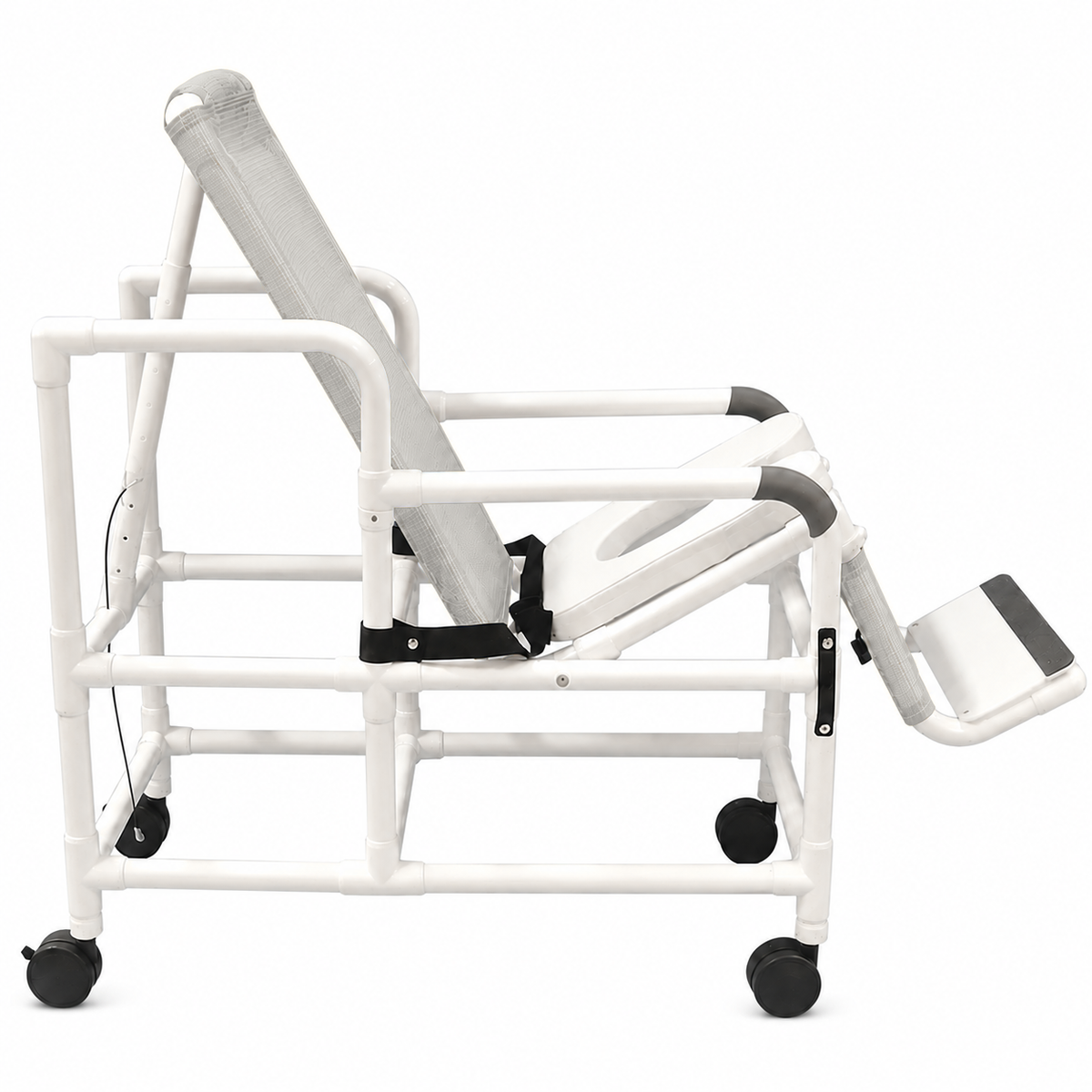 MJM International 193-TIS Tilt "N" Space Shower Chair With Open Front Soft Seat, Buckle Safety Belt, Double Drop Arms, 250 Lbs Weight Capacity