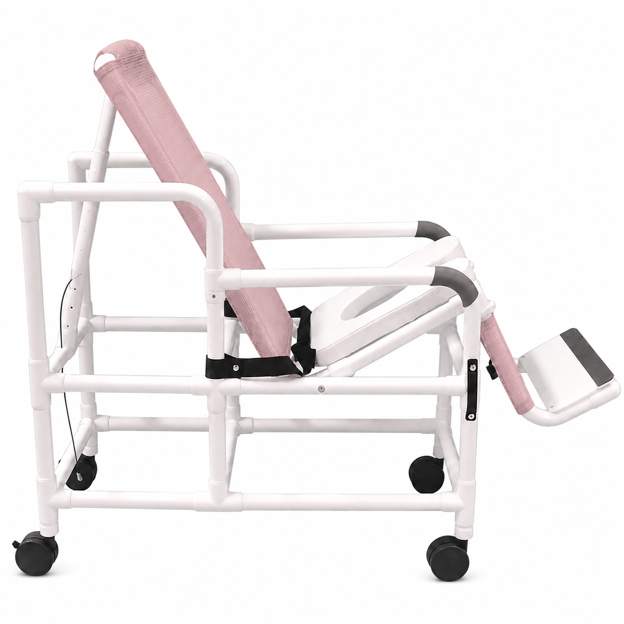 MJM International 193-TIS Tilt "N" Space Shower Chair With Open Front Soft Seat, Buckle Safety Belt, Double Drop Arms, 250 Lbs Weight Capacity
