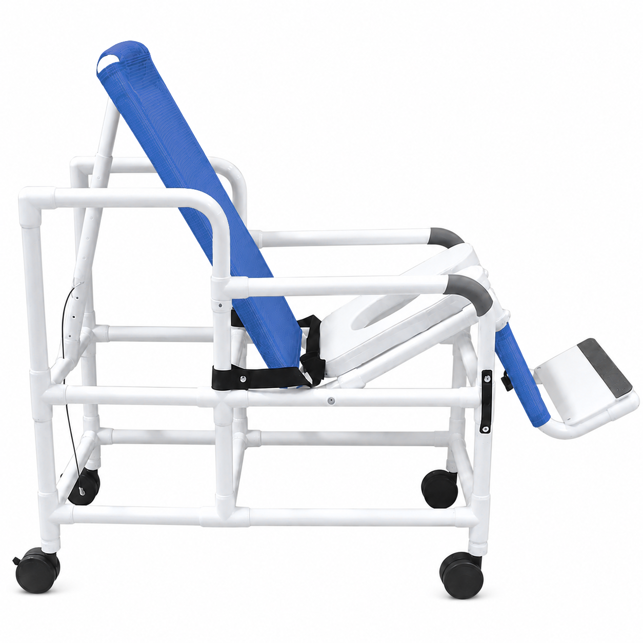MJM International 193-TIS Tilt "N" Space Shower Chair With Open Front Soft Seat, Buckle Safety Belt, Double Drop Arms, 250 Lbs Weight Capacity