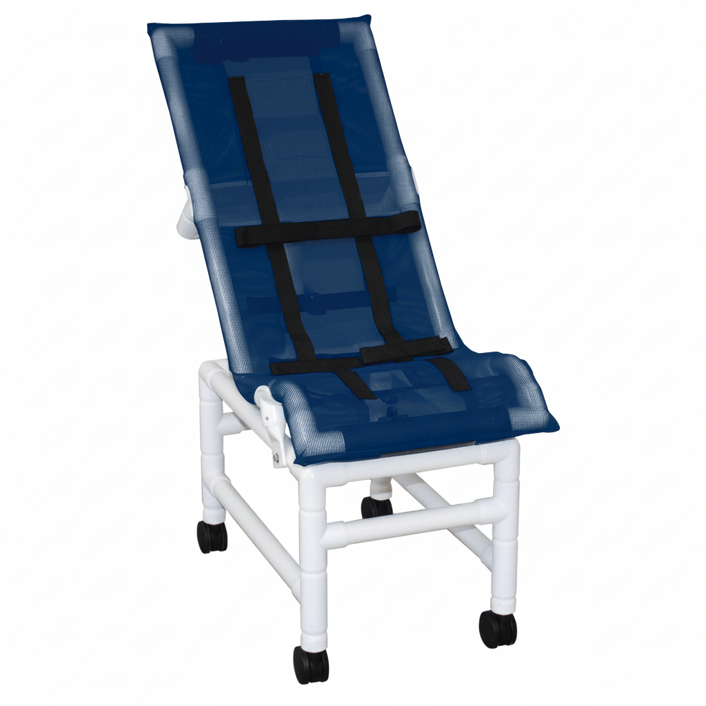 MJM International 191-XLC Reclining bath / shower chair (X-LARGE), with base & casters, 225 lbs weight capacity
