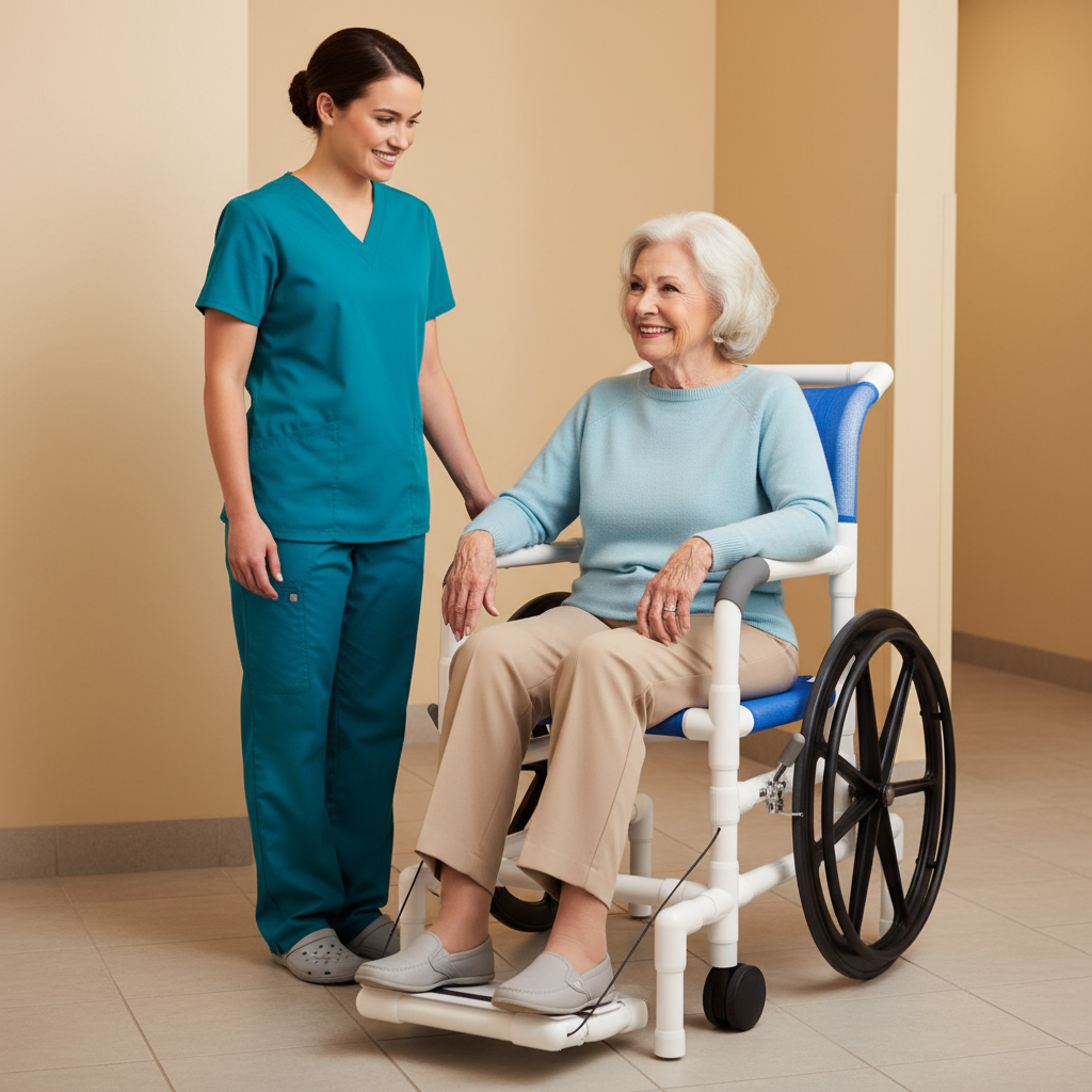 MJM International 130-18-24W-SL Self-Propelled Aquatic / Rehab Shower Transport Chair 18" Internal Width 250 Lbs Weight Capacity