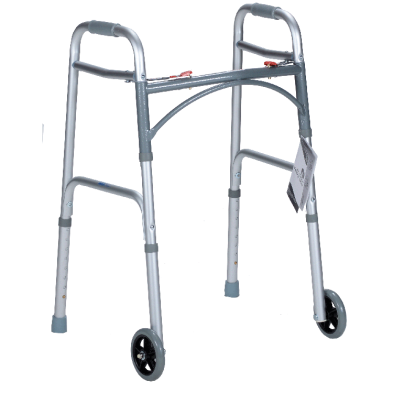 Dynarex Two Button Folding Walker with Wheels