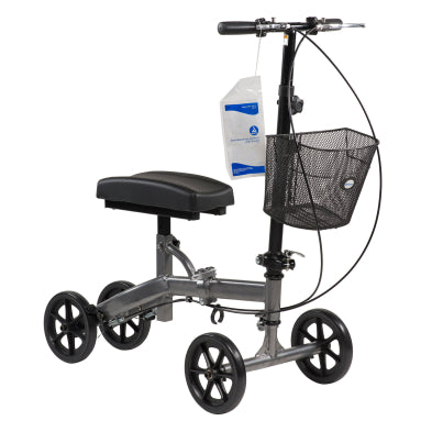 Dynarex Steerable Knee Walker with Basket, Silver Vein, 1pc/cs