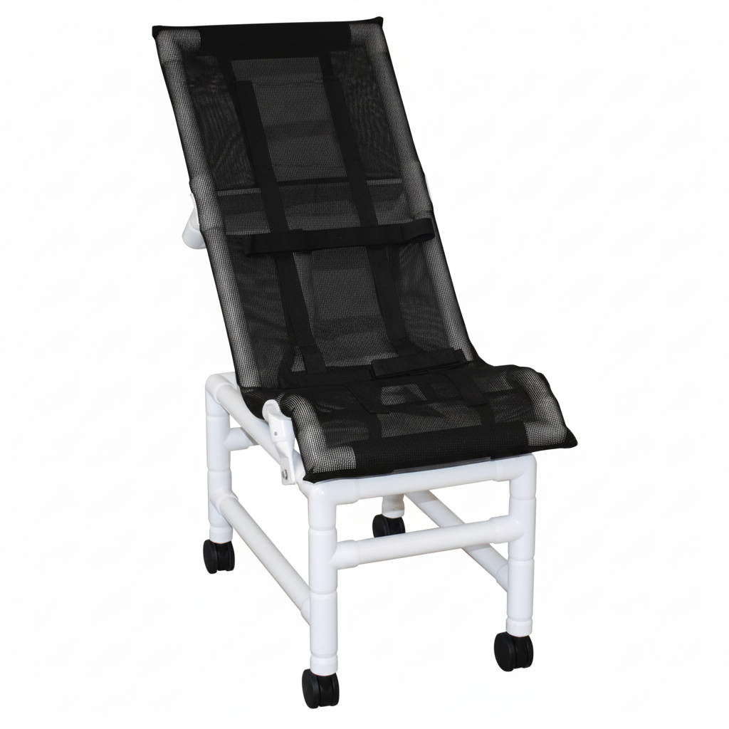 MJM International 191-XLC Reclining bath / shower chair (X-LARGE), with base & casters, 225 lbs weight capacity