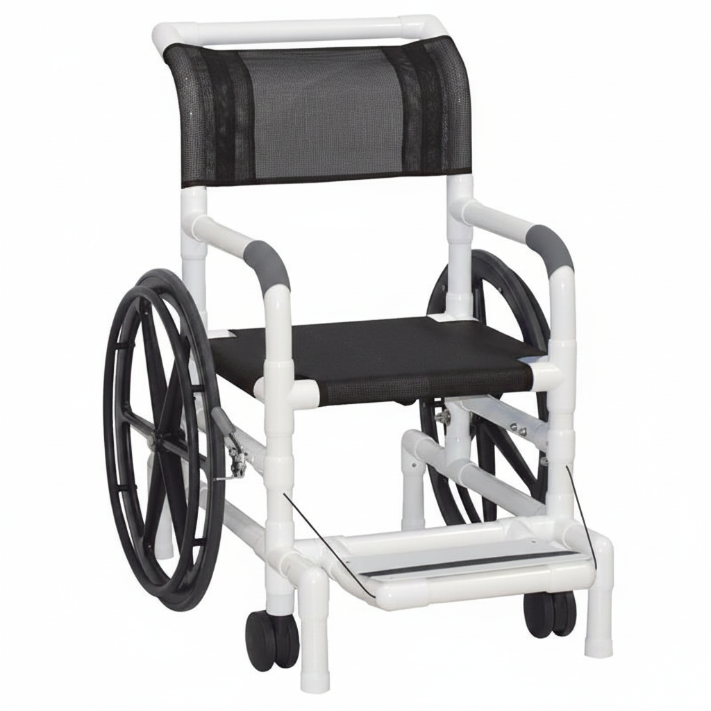 MJM International 130-18-24W-SL Self-Propelled Aquatic / Rehab Shower Transport Chair 18" Internal Width 250 Lbs Weight Capacity