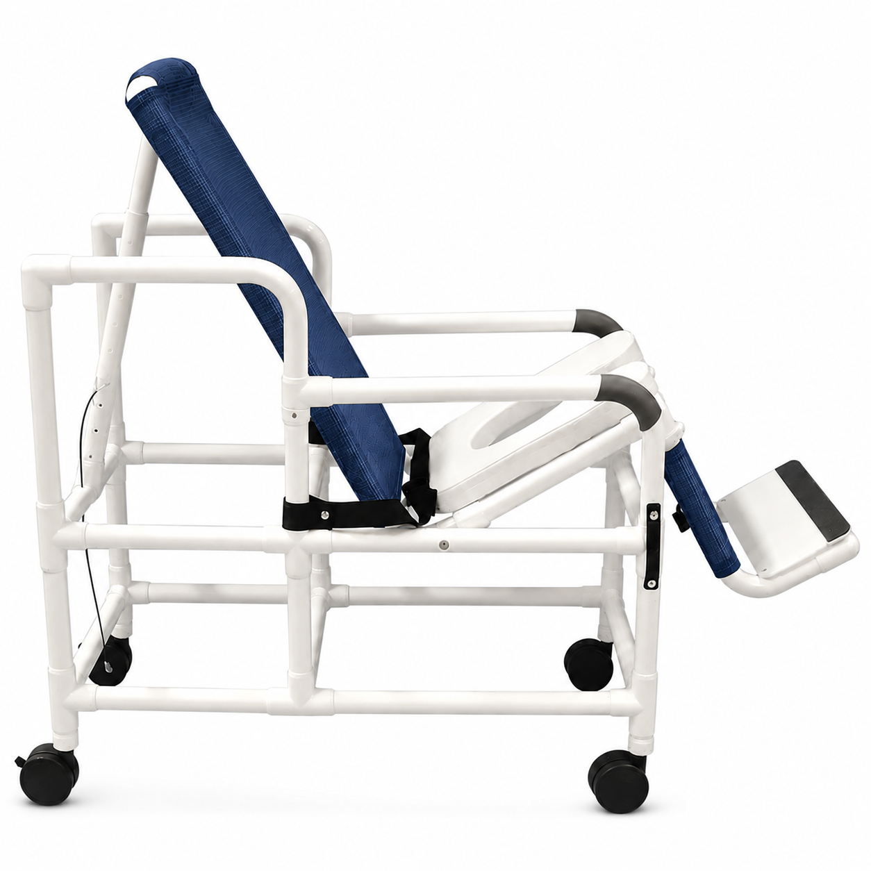 MJM International 193-TIS Tilt "N" Space Shower Chair With Open Front Soft Seat, Buckle Safety Belt, Double Drop Arms, 250 Lbs Weight Capacity