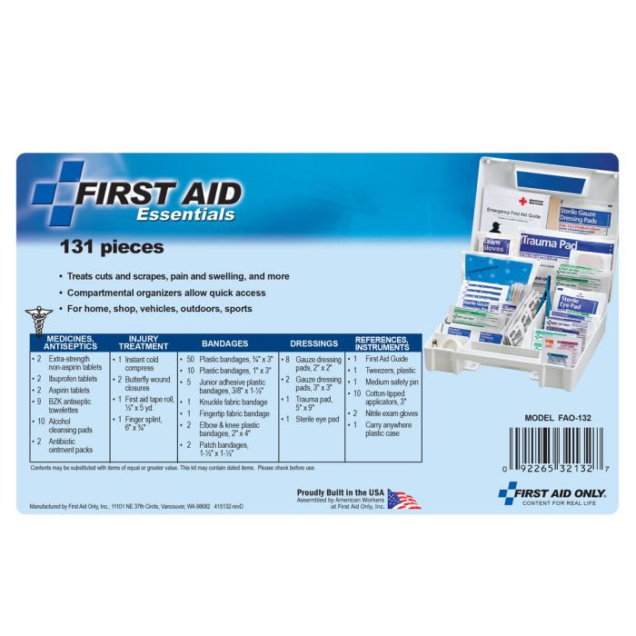 First Aid Only First Aid Kit, 130 Piece, Plastic Case