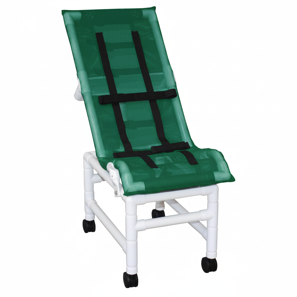 MJM International 191-XLC Reclining bath / shower chair (X-LARGE), with base & casters, 225 lbs weight capacity