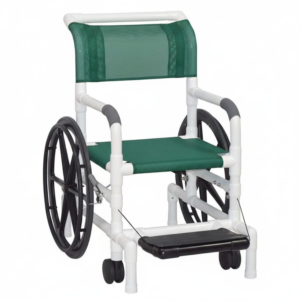 MJM International 130-18-24W-SL Self-Propelled Aquatic / Rehab Shower Transport Chair 18" Internal Width 250 Lbs Weight Capacity