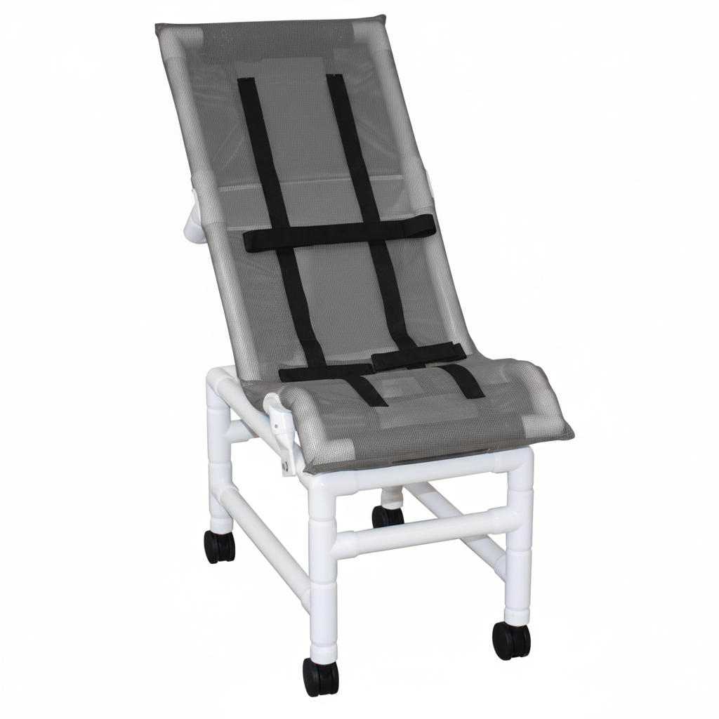 MJM International 191-XLC Reclining bath / shower chair (X-LARGE), with base & casters, 225 lbs weight capacity