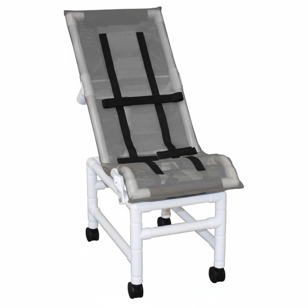 MJM International 191-XLC Reclining bath / shower chair (X-LARGE), with base & casters, 225 lbs weight capacity