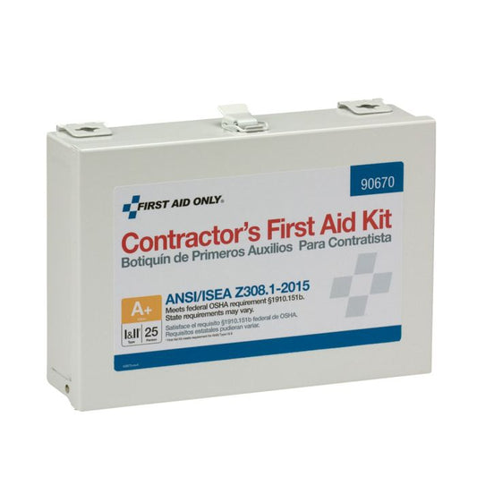 First Aid Only 25 Person Contractor ANSI A+ First Aid Kit, Metal Case, Class I & II