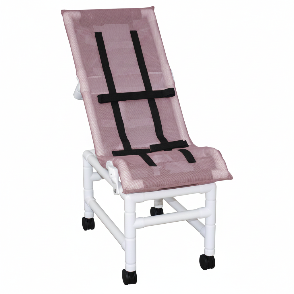 MJM International 191-XLC Reclining bath / shower chair (X-LARGE), with base & casters, 225 lbs weight capacity