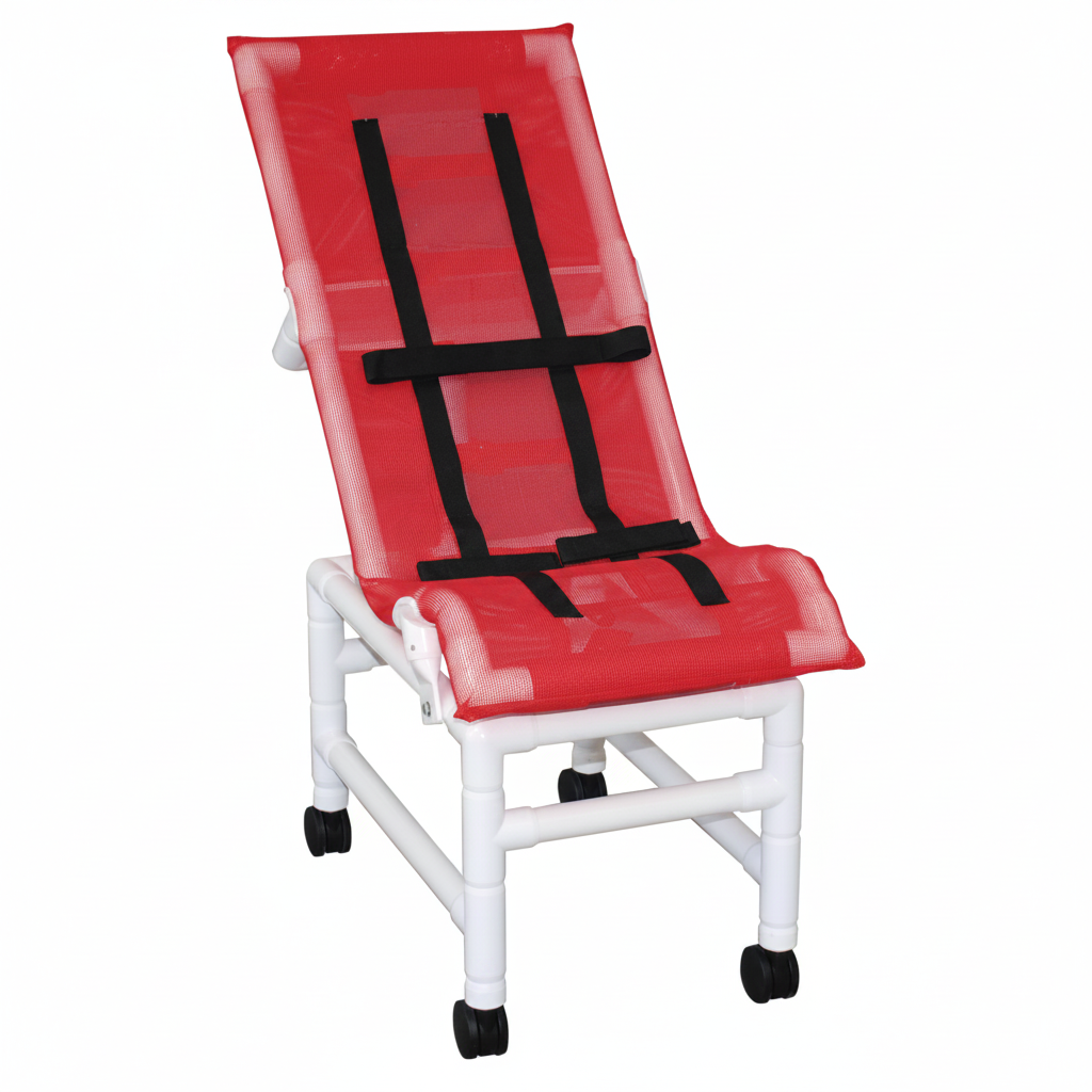 MJM International 191-XLC Reclining bath / shower chair (X-LARGE), with base & casters, 225 lbs weight capacity