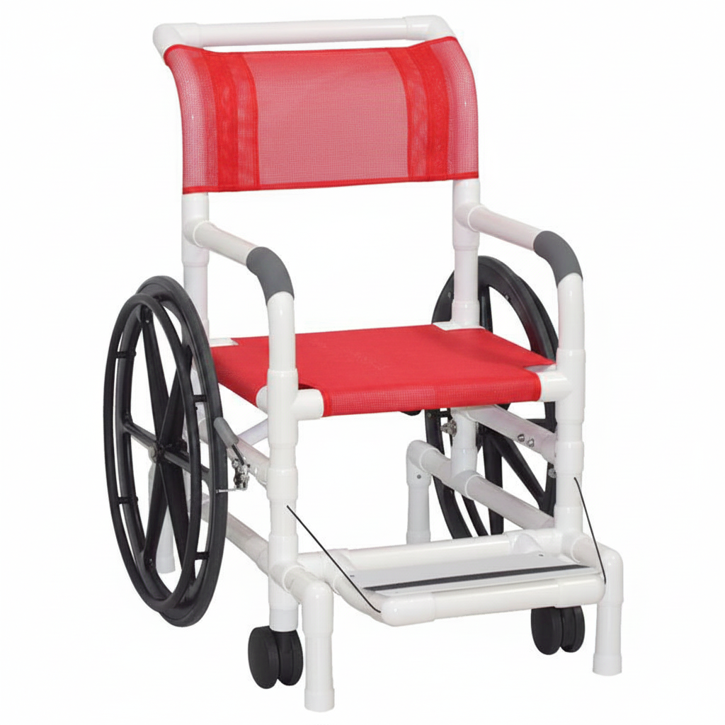 MJM International 130-18-24W-SL Self-Propelled Aquatic / Rehab Shower Transport Chair 18" Internal Width 250 Lbs Weight Capacity