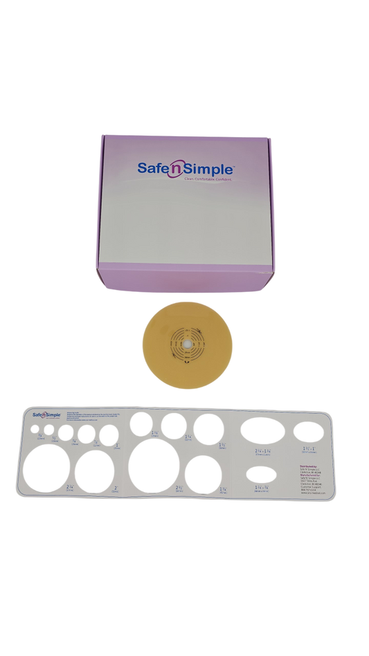 Safe N Simple 2-Piece Round Wafer Standard Wear Solid Hydrocolloid 70mm 2 3/4" Flange Cut to Fit (80 Count)