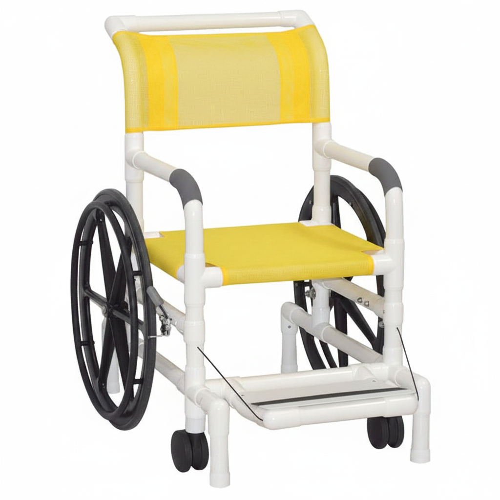 MJM International 130-18-24W-SL Self-Propelled Aquatic / Rehab Shower Transport Chair 18" Internal Width 250 Lbs Weight Capacity